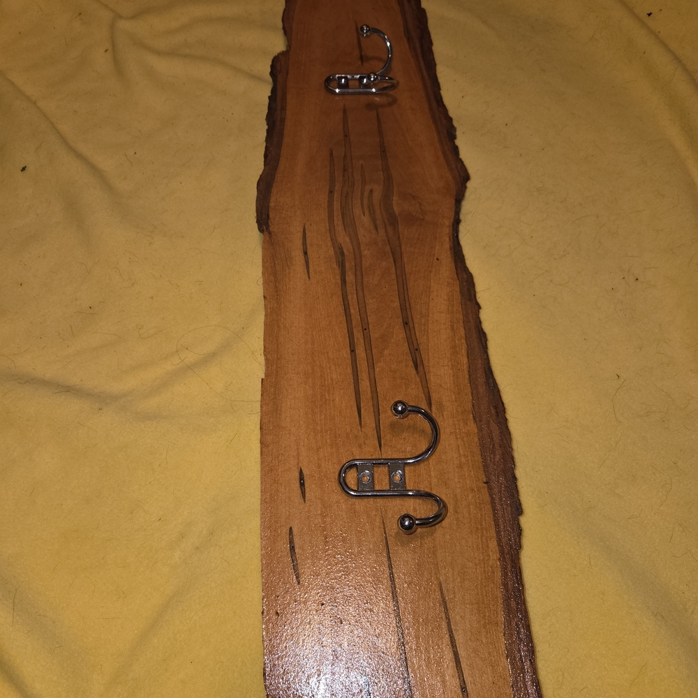 Rustic Wooden Wall Hook with Metal Accents